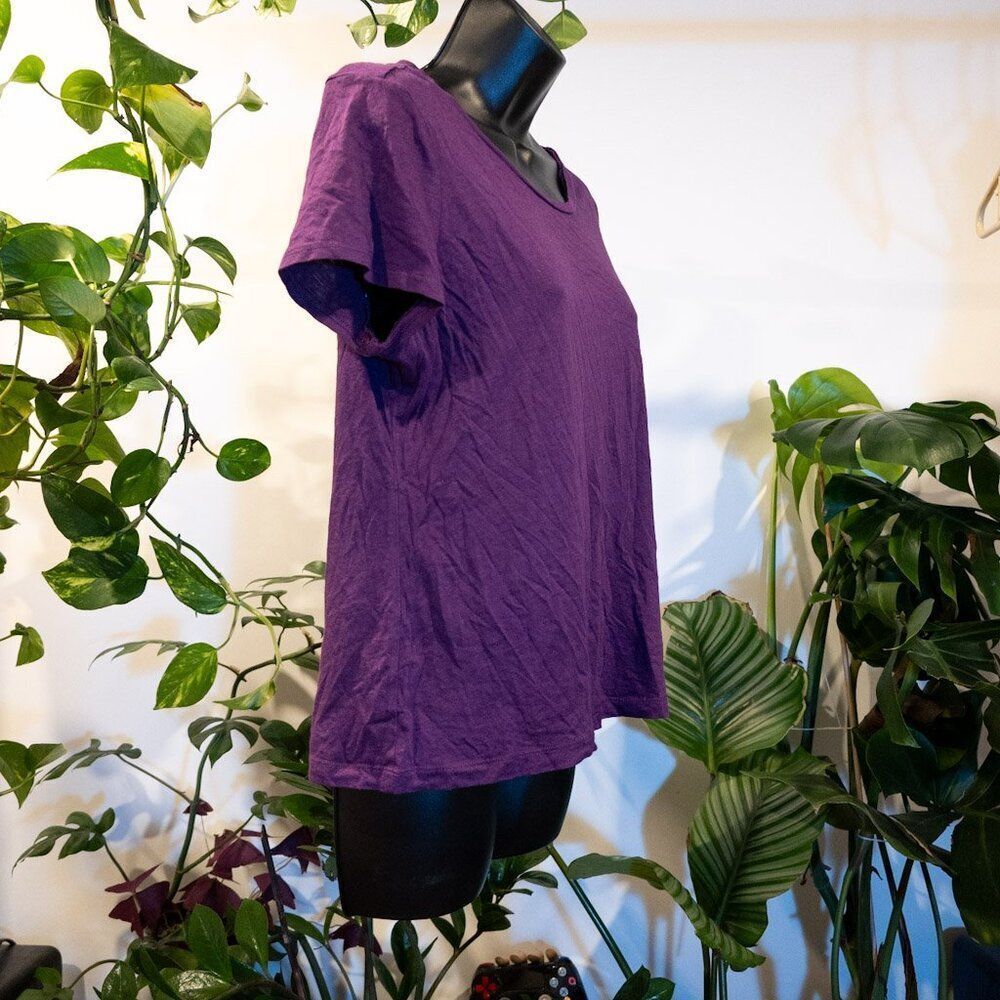 Studio Works Vivid Purple Scoop Neck T-Shirt, Petite L - Picture 3 of 9